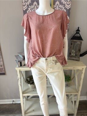 Hem & Thread Dusty Rose Polka Dot Top